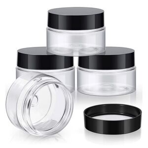 3 Wide-mouth Leak Proof Clear Plastic Container Jars with Lids Travel Cream 1 oz